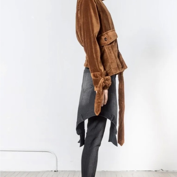 Free People Nicholas K Velvet Turin Jacket Rust Belted Cargo Pockets - Picture 6 of 7